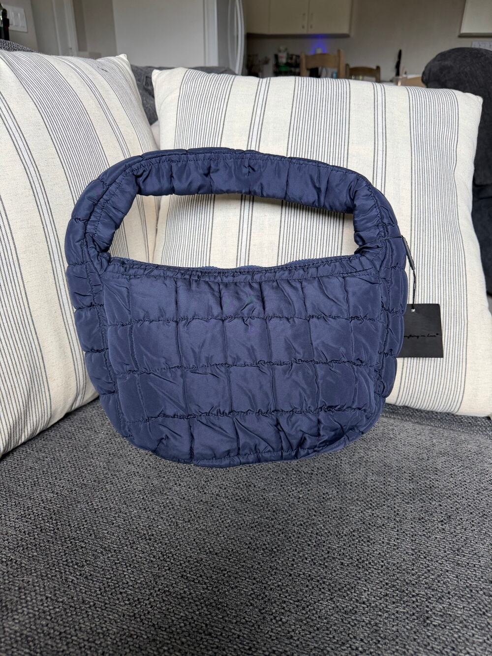 Boutique Quilted Hobo Bag Navy